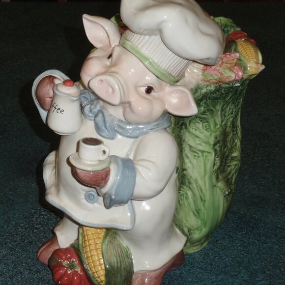 Kaldun & Bogle Chef Pig Vegetable Lettuce Vase Utensil Crock Holder 11" RARE! - Picture 1 of 9